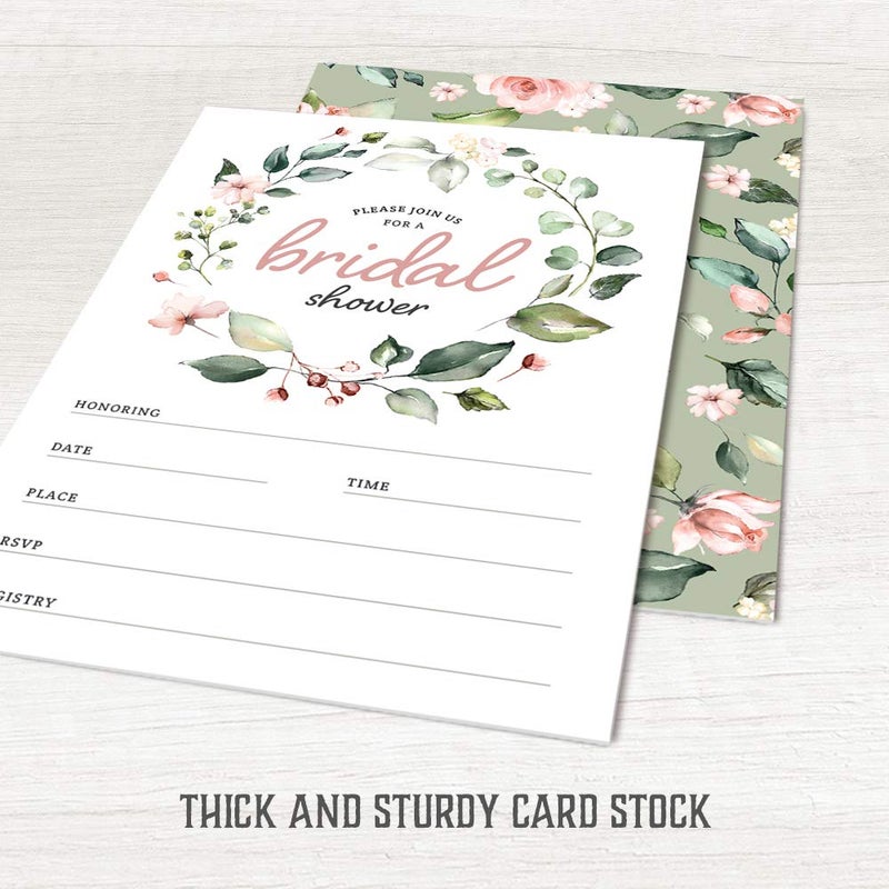 Hat Acrobat Bridal Shower Invitations with Envelopes â€“ Set of 25 Floral Fill-in Style Bridal Shower Invites with Envelopes, Perfect for Bridal Party, Wedding Shower - Image 4